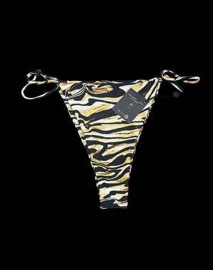 Skatie NWT XL Tie Side Bikini Bottom Animal Print Cheeky High Cut Swim